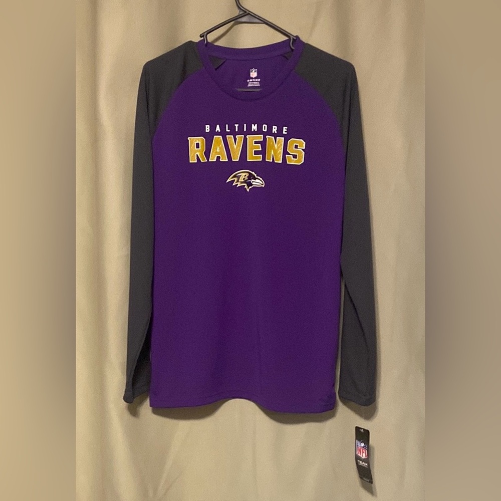 Baltimore Ravens NFL Mens Purple Long Sleeve Faux Tee Size XL (18/20) NWT